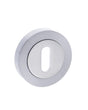 Quality image of Mediterranean Key Escutcheons on Round Rose - Satin Chrome/Polished Chrome | Sku. mesckscpc | available from Trade Door Handles.