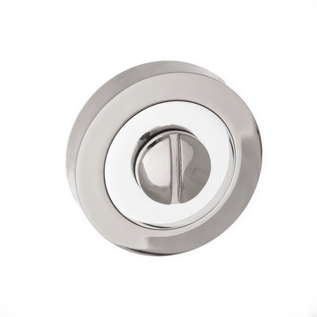 Quality image of STATUS WC Turn and Release on Round Rose - Satin Chrome/Polished Chrome | Sku. s3wcrscpc | available from Trade Door Handles.