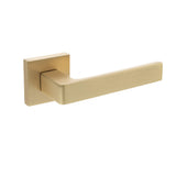 Quality image of STATUS Montana Lever Door Handle on S4 Square Rose - Satin Brass | Sku. s40ssb | available from Trade Door Handles.