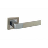 Quality image of STATUS Montana Lever Door Handle on S4 Square Rose - Satin Nickel/Polished Chrome | Sku. s40ssnpc | available from Trade Door Handles.
