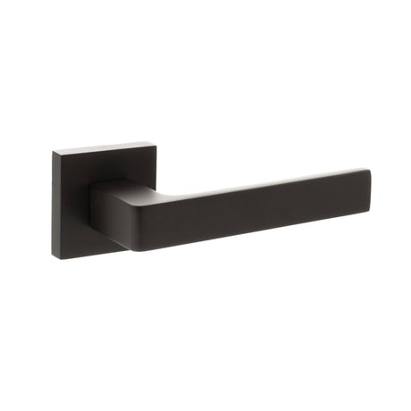 Quality image of STATUS Montana Lever Door Handle on S4 Square Rose - Urban Dark Bronze | Sku. s40sudb | available from Trade Door Handles.