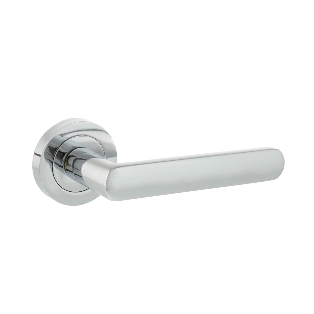 Quality image of STATUS Carolina Lever Door Handle on Round Rose - Polished Chrome | Sku. s42rpc | available from Trade Door Handles.