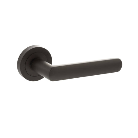 Quality image of STATUS Carolina Lever Door Handle on Round Rose - Urban Dark Bronze | Sku. s42rudb | available from Trade Door Handles.