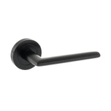 Quality image of STATUS Alabama Lever Door Handle on Round Rose - Matt Black | Sku. s43rmb | available from Trade Door Handles.