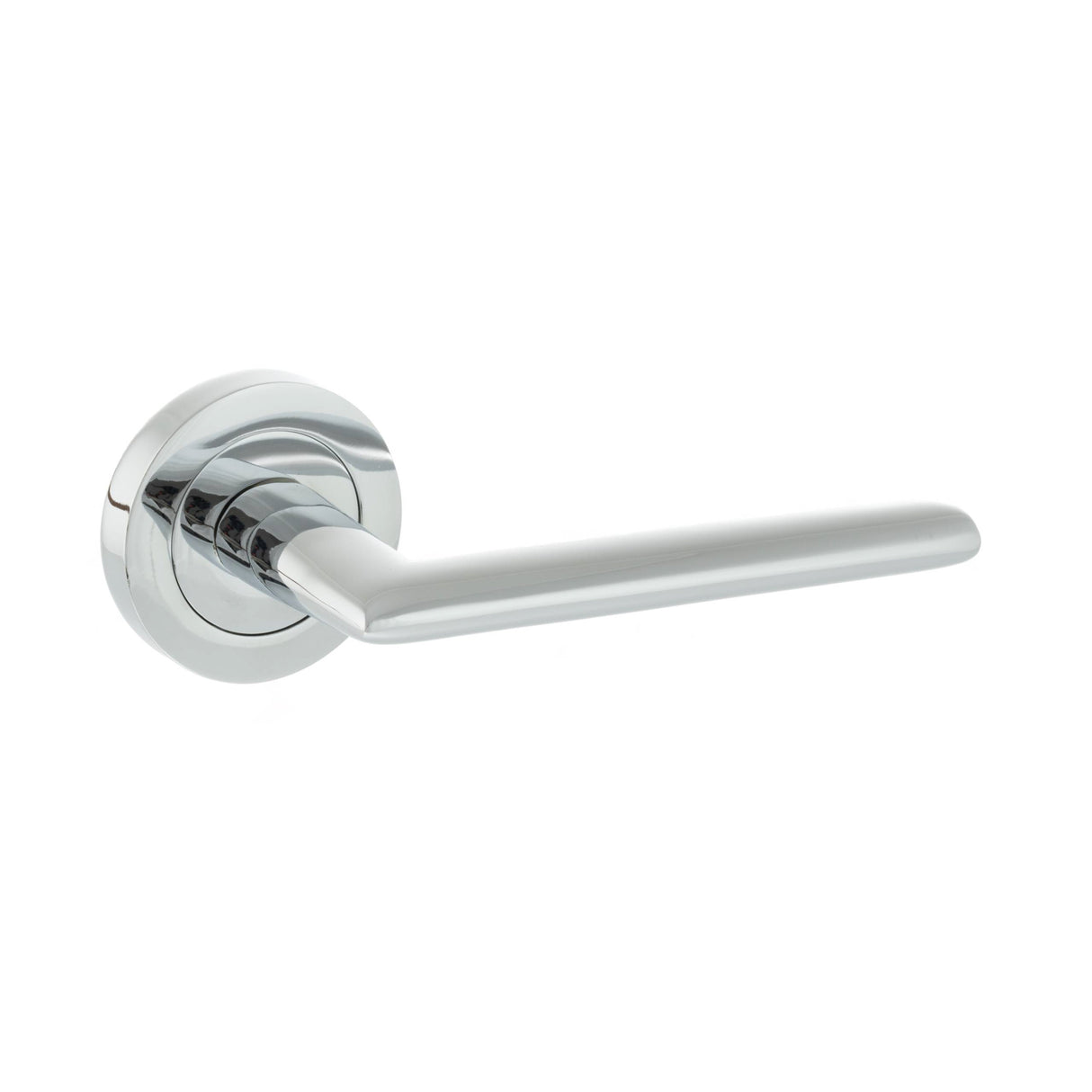Quality image of STATUS Alabama Lever Door Handle on Round Rose - Polished Chrome | Sku. s43rpc | available from Trade Door Handles.