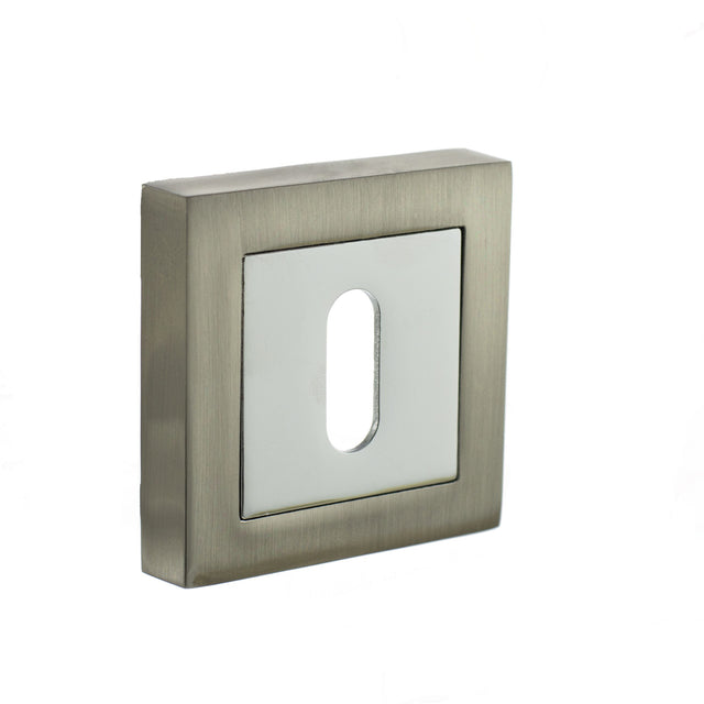 Quality image of STATUS Key Escutcheons on S4 Square Rose - Satin Nickel/Polished Chrome | Sku. s4esckssnpc | available from Trade Door Handles.