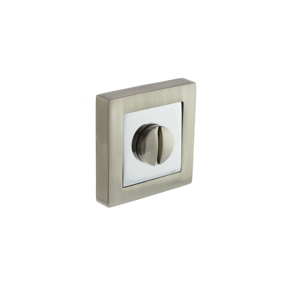 Quality image of STATUS WC Turn and Release on S4 Square Rose - Satin Nickel/Polished Chrome | Sku. s4wcssnpc | available from Trade Door Handles.