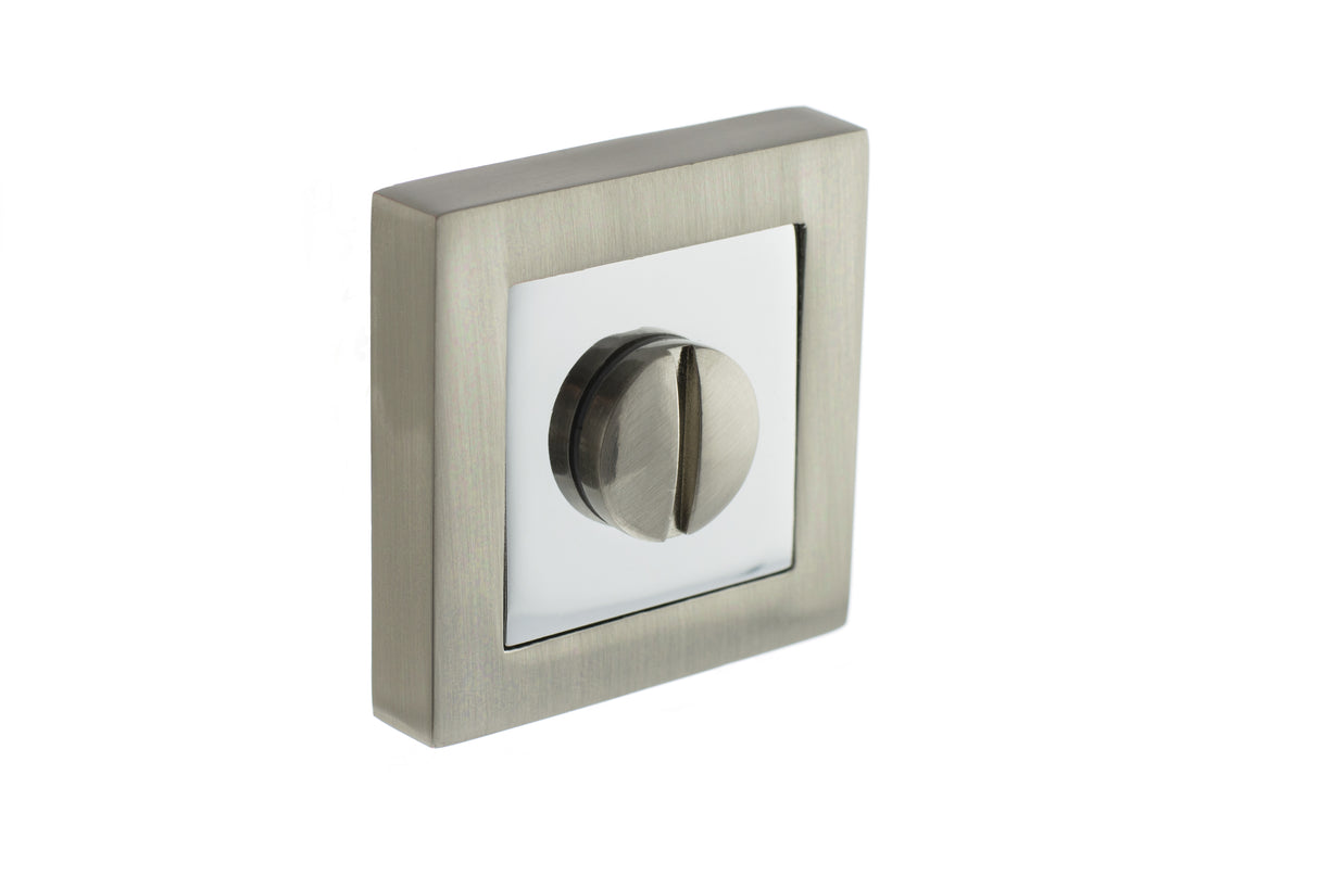 Quality image of STATUS WC Turn and Release on S4 Square Rose - Satin Nickel/Polished Chrome | Sku. s4wcssnpc | available from Trade Door Handles.