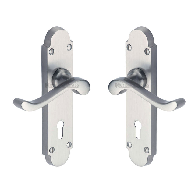 High quality image of the Heritage Brass Door Handle Lever Lock Savoy Design Satin Chrome Finish
 | Sku. s600-sc | Discounted prices available from Trade Door Handles