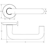 Technical drawing of of Frelan - 19mm Round Bar Handle on Rose Satin Anodised Aluminium Sku. SAA01