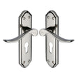 High quality image of the Heritage Brass Door Handle for Euro Profile Plate Sandown Design Polished Nickel Finish
 | Sku. san1448-pnf | Discounted prices available from Trade Door Handles