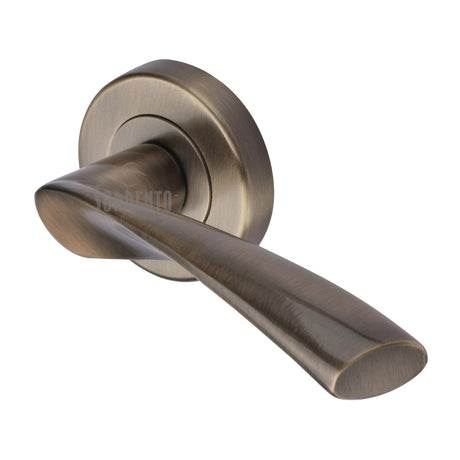 High quality image of the Sorrento Door Handle Lever Latch on Round Rose Treviso Design Antique on Zinc finish | Sku. SC-2042-AZ | available to order from Trade Door Handles.