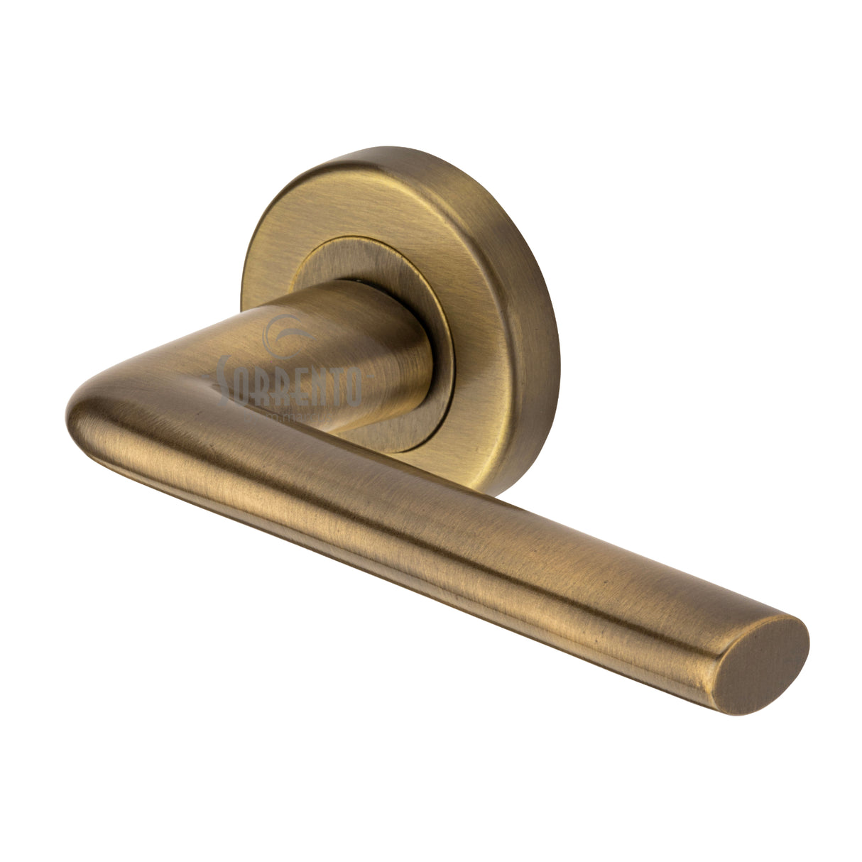 High quality image of the Sorrento Door Handle Lever Latch on Round Rose Lena Design Antique on Zinc finish | Sku. SC-2352-AZ | available to order from Trade Door Handles.