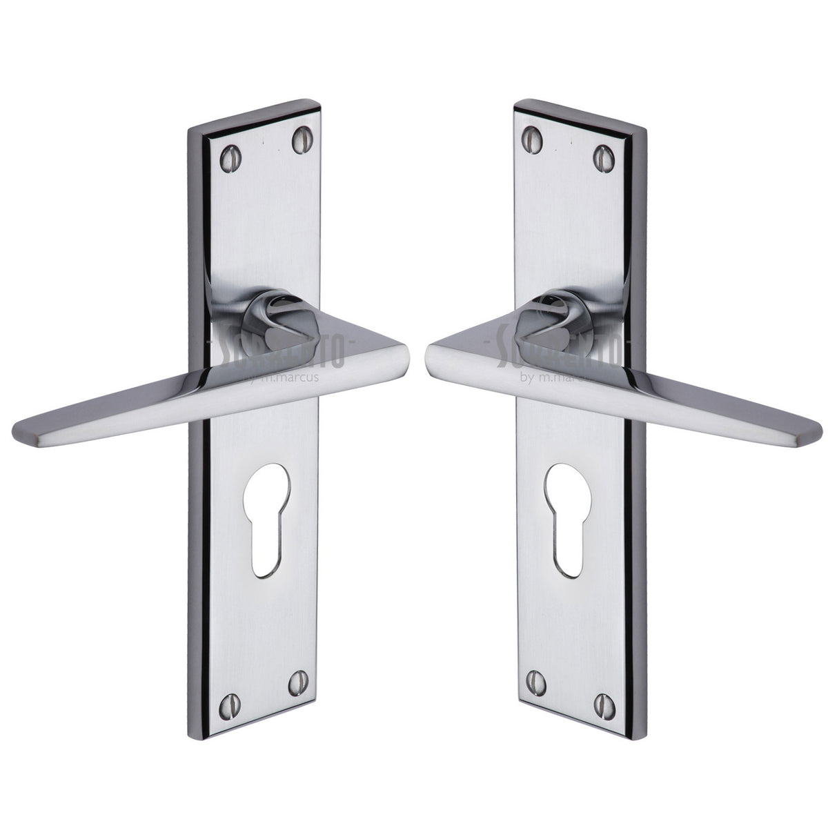 High quality image of the Sorrento Door Handle for Euro Profile Plate Swift Design Apollo Finish
 | Sku. sc-3448-ap | Discounted prices available from Trade Door Handles