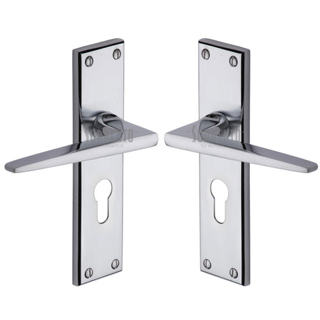 High quality image of the Sorrento Door Handle for Euro Profile Plate Swift Design Apollo Finish
 | Sku. sc-3448-ap | Discounted prices available from Trade Door Handles