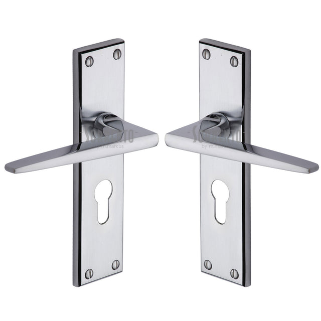 High quality image of the Sorrento Door Handle for Euro Profile Plate Swift Design Apollo Finish
 | Sku. sc-3448-ap | Discounted prices available from Trade Door Handles