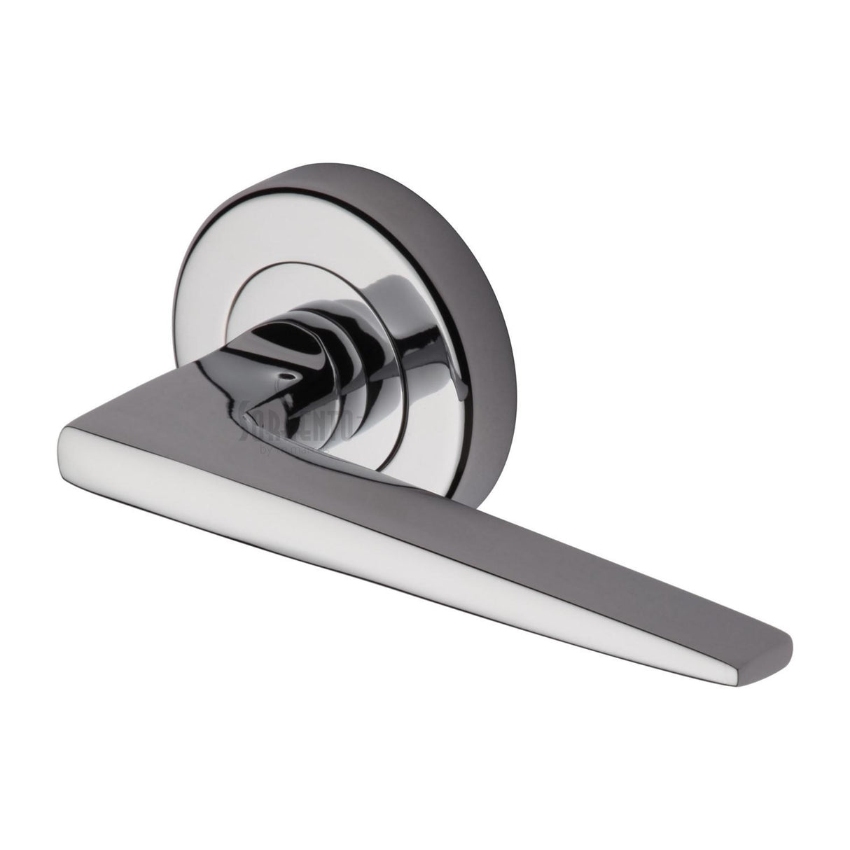High quality image of the Sorrento Door Handle Lever Latch on Round Rose Swift Design Polished Chrome Finish | Sku. sc-3450-pc | Discounted prices available from Trade Door Handles