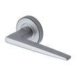 High quality image of the Sorrento Door Handle Lever Latch on Round Rose Swift Design Satin Chrome Finish | Sku. sc-3450-sc | Discounted prices available from Trade Door Handles