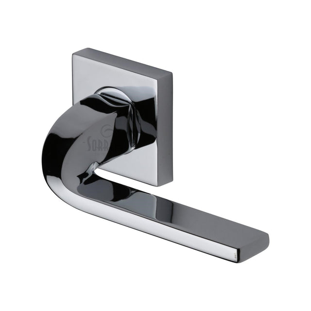 High quality image of the Sorrento Door Handle Lever Latch on Round Rose Stanford Design Polished Chrome Finish | Sku. sc-3788-pc | Discounted prices available from Trade Door Handles