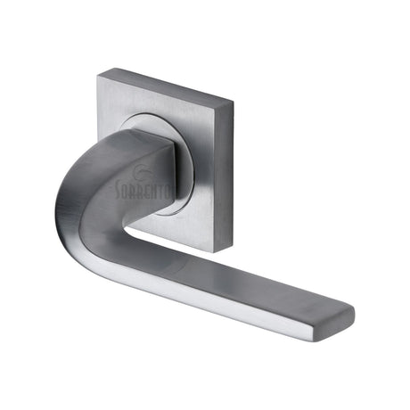 High quality image of the Sorrento Door Handle Lever Latch on Round Rose Stanford Design Satin Chrome Finish | Sku. sc-3788-sc | Discounted prices available from Trade Door Handles