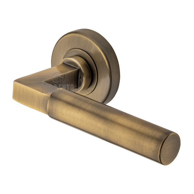 High quality image of the Sorrento Door Handle Lever Latch on Round Rose Gropius Bau Design Antique on Zinc finish | Sku. SC-4059-AZ | available to order from Trade Door Handles.