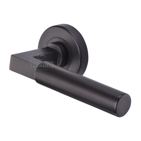 High quality image of the Sorrento Door Handle Lever Latch on Round Rose Gropius Bau Design Matt Bronze on Zinc finish | Sku. SC-4059-MBZ | available to order from Trade Door Handles.