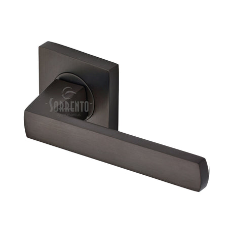 High quality image of the Sorrento Door Handle Lever Latch on Square Rose Axis Design Matt Bronze on Zinc finish | Sku. SC-4062-MBZ | available to order from Trade Door Handles.