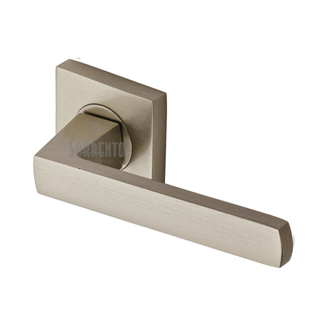 High quality image of the Sorrento Door Handle Lever Latch on Square Rose Axis Design Satin Nickel on Zinc finish | Sku. SC-4062-SNZ | available to order from Trade Door Handles.