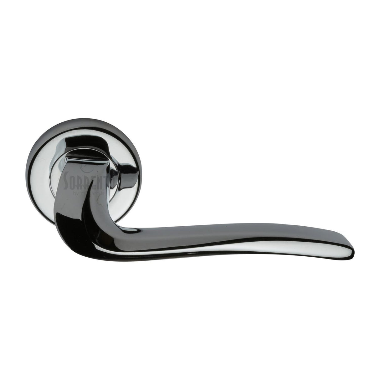 High quality image of the Sorrento Door Handle Lever Latch on Round Rose Capri Design Polished Chrome Finish | Sku. sc-4262-pc | Discounted prices available from Trade Door Handles