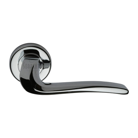 High quality image of the Sorrento Door Handle Lever Latch on Round Rose Capri Design Polished Chrome Finish | Sku. sc-4262-pc | Discounted prices available from Trade Door Handles