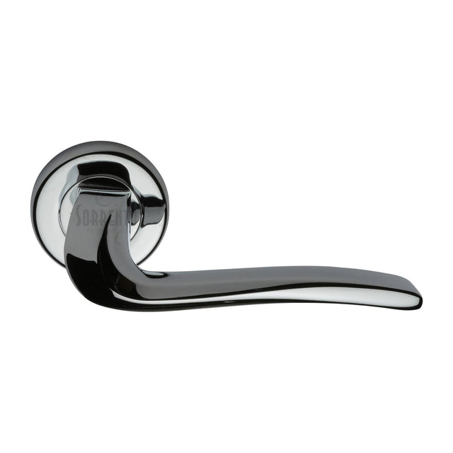 High quality image of the Sorrento Door Handle Lever Latch on Round Rose Capri Design Polished Chrome Finish | Sku. sc-4262-pc | Discounted prices available from Trade Door Handles