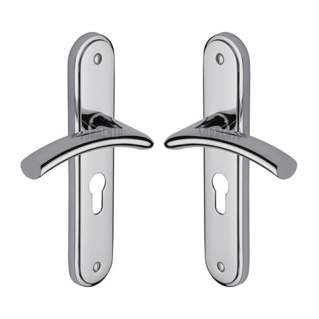 High quality image of the Sorrento Door Handle for Euro Profile Plate Tosca Design Polished Chrome Finish
 | Sku. sc-4348-pc | Discounted prices available from Trade Door Handles