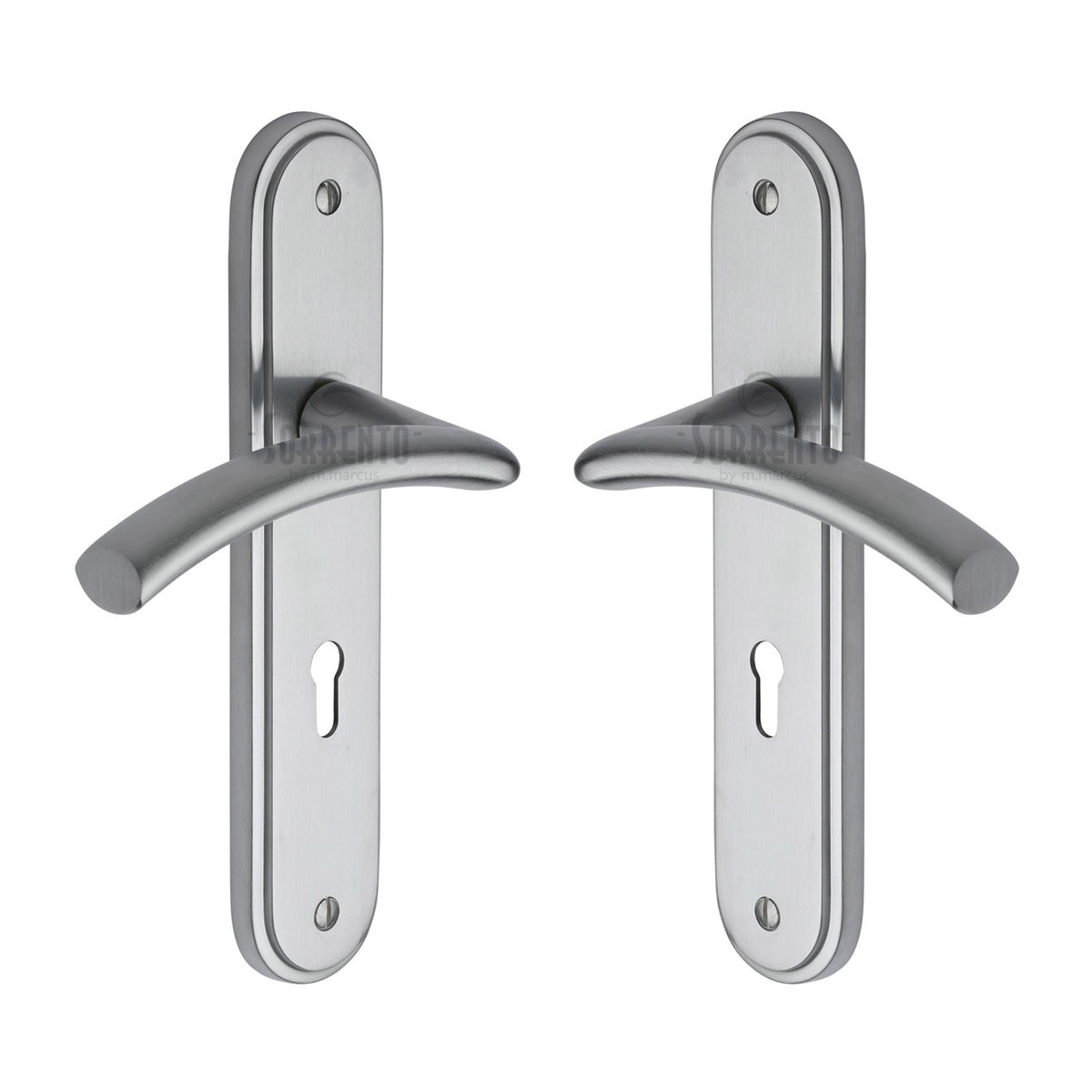 High quality image of the Sorrento Door Handle Lever Lock Tosca Design Satin Chrome Finish
 | Sku. sc-4350-sc | Discounted prices available from Trade Door Handles