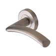 High quality image of the Sorrento Door Handle Lever Latch on Round Rose Tosca Design Satin Nickel on Zinc finish | Sku. SC-4352-SNZ | available to order from Trade Door Handles.