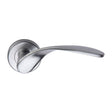 High quality image of the Sorrento Door Handle Lever Latch on Round Rose Lorenz Design Satin Chrome Finish | Sku. sc-5225-sc | Discounted prices available from Trade Door Handles