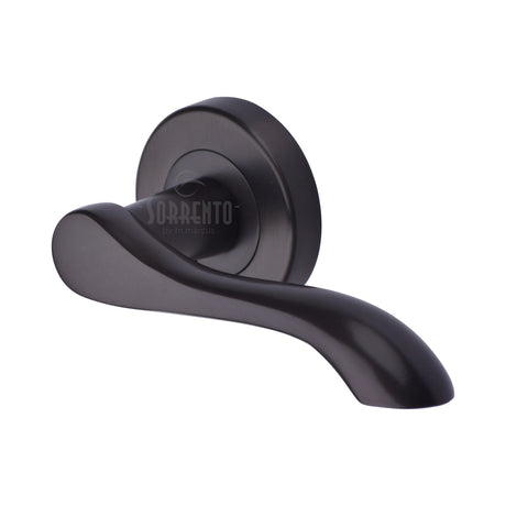 High quality image of the Sorrento Door Handle Lever Latch on Round Rose Aurora Design Matt Bronze on Zinc finish | Sku. SC-7352-MBZ | available to order from Trade Door Handles.
