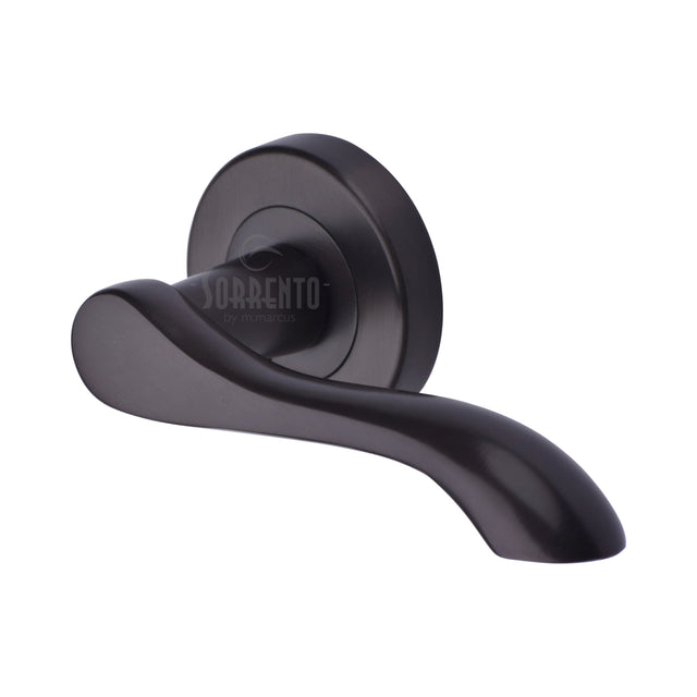 High quality image of the Sorrento Door Handle Lever Latch on Round Rose Aurora Design Matt Bronze on Zinc finish | Sku. SC-7352-MBZ | available to order from Trade Door Handles.