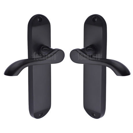 High quality image of the Sorrento Door Handle Lever Latch Aurora Design Matt Black finish | Sku. SC-7360-BLK | available to order from Trade Door Handles.