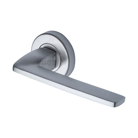 High quality image of the Sorrento Door Handle Lever Latch on Round Rose Diffuse Design Satin Chrome Finish
 | Sku. sc-7400-sc | Discounted prices available from Trade Door Handles