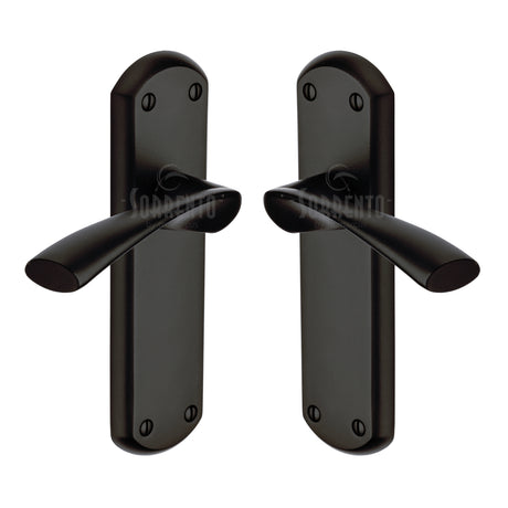 High quality image of the Sorrento Door Handle Lever Latch Atlanta Design Matt Black finish | Sku. SC-7610-BLK | available to order from Trade Door Handles.