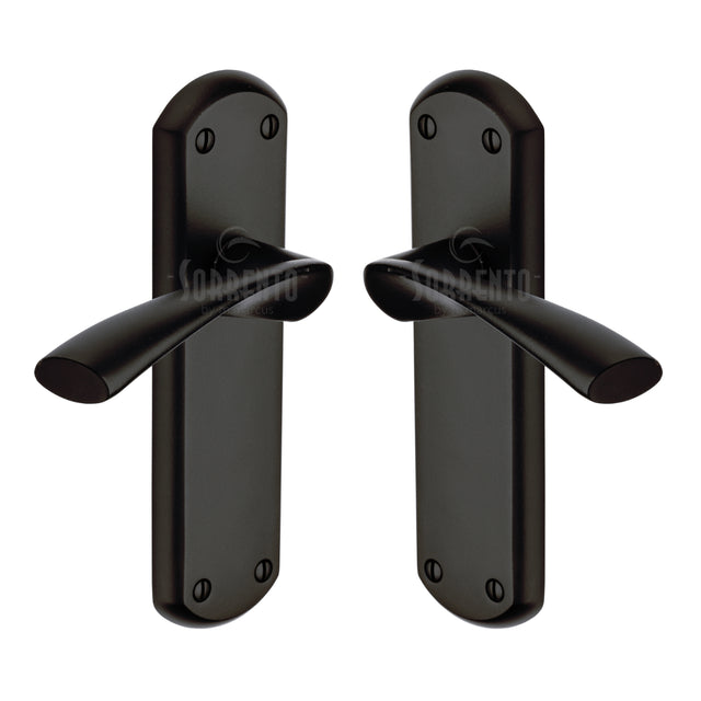 High quality image of the Sorrento Door Handle Lever Latch Atlanta Design Matt Black finish | Sku. SC-7610-BLK | available to order from Trade Door Handles.