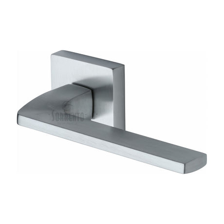 High quality image of the Sorrento Door Handle Lever Latch on Square Rose Indigo Design Satin Chrome Finish
 | Sku. sc-csq5062-sc | Discounted prices available from Trade Door Handles