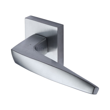 High quality image of the Sorrento Door Handle Lever Latch on Round Rose Serpentine Design Satin Chrome Finish
 | Sku. sc-csq6400-sc | Discounted prices available from Trade Door Handles