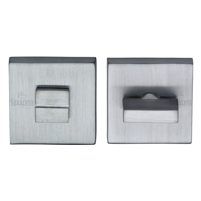 High quality image of Sorrento - Thumbturn & Emergency Release on Concealed Square Plate Satin Chrome F | sc-sq4035-sc | available to order from Trade Door Handles in Kendal.