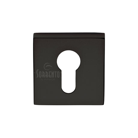 High quality image of the Sorrento Concealed Square Euro Escutcheon Matt Black finish | Sku. SC-SQ5004-BLK | available to order from Trade Door Handles.