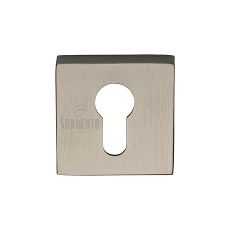 High quality image of the Sorrento Concealed Square Euro Escutcheon Satin Nickel on Zinc finish | Sku. SC-SQ5004-SNZ | available to order from Trade Door Handles.