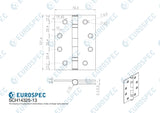Eurospec - Enduro Grade 13 Slim Knuckle Hinge 102 x 76mm - SSS