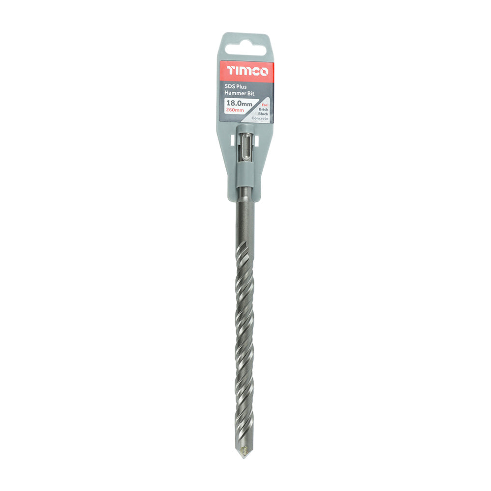 This is an image of Timco - SDS Plus Hammer Bit 18.0 x 260 (1 Each Clip) SDS18260