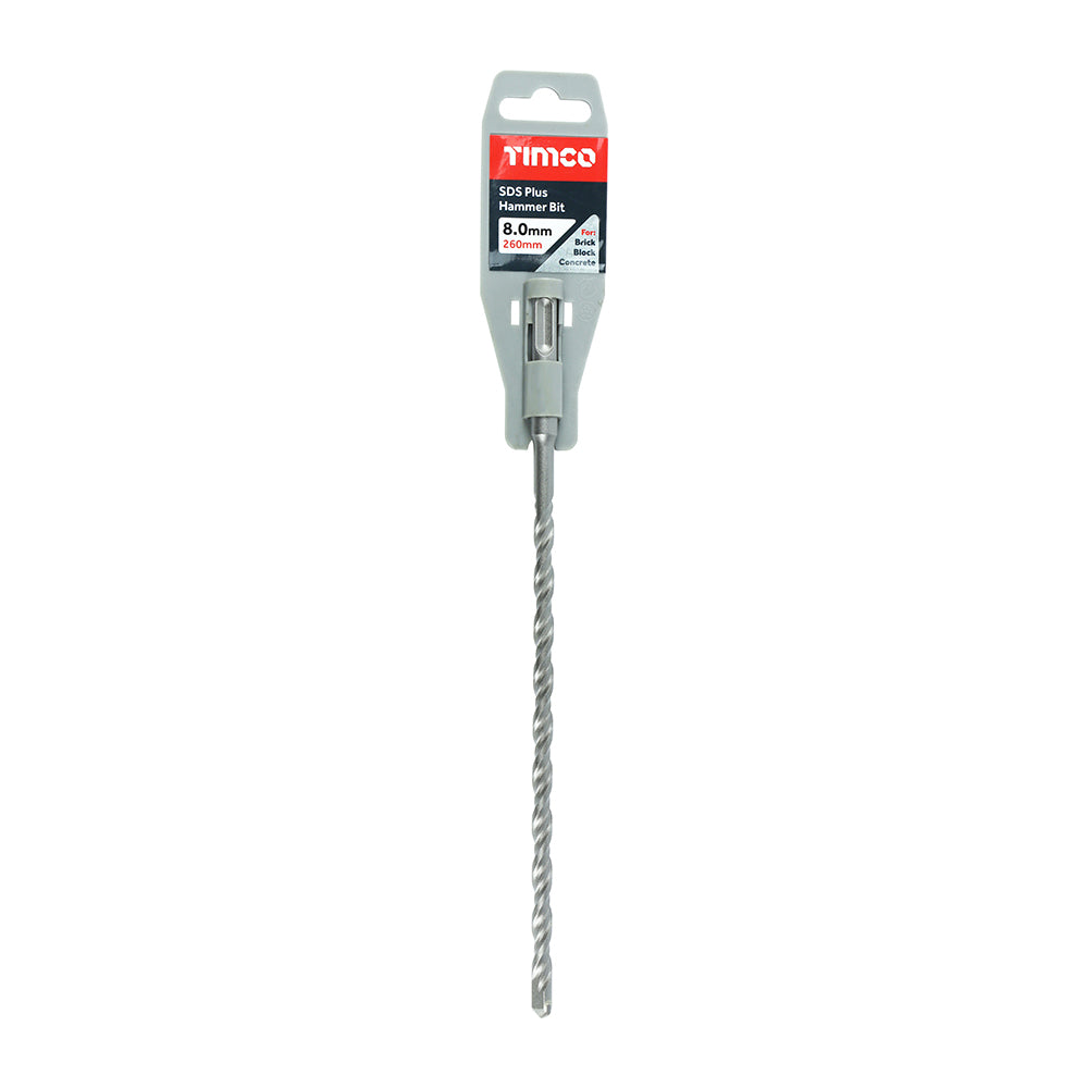 This is an image of Timco - SDS Plus Hammer Bit 8.0 x 260 (1 Each Clip) SDS8260