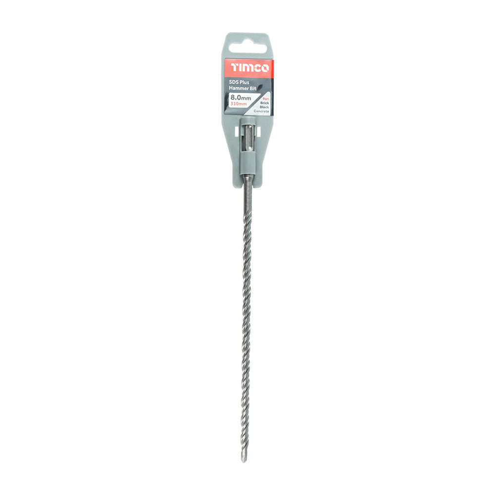 This is an image of Timco - SDS Plus Hammer Bit 8.0 x 310 (1 Each Clip) SDS8310